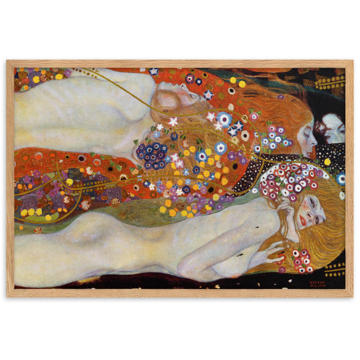 Poster mit Rahmen - Gustav Klimt, Wasserschlangen II Oak / 61×91 cm artlia