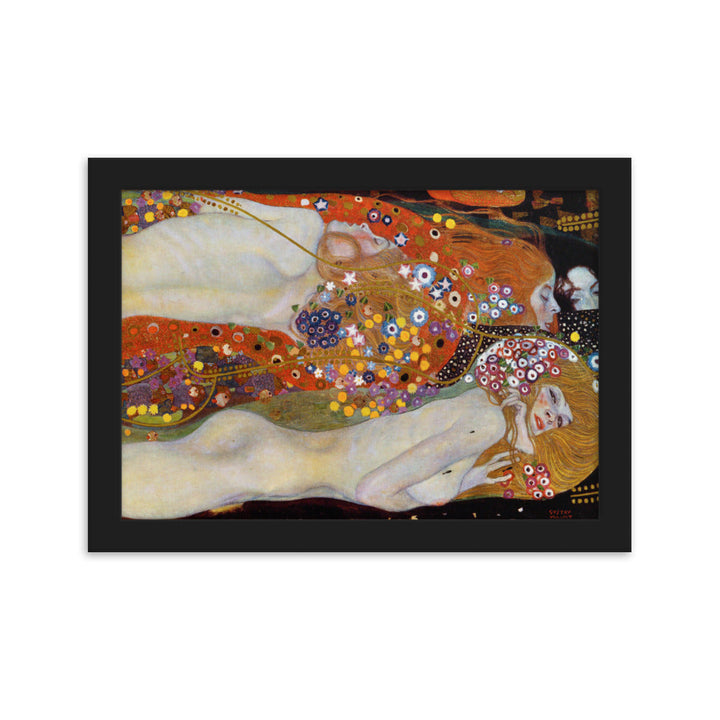 Poster mit Rahmen - Gustav Klimt, Wasserschlangen II Schwarz / 21×30 cm artlia