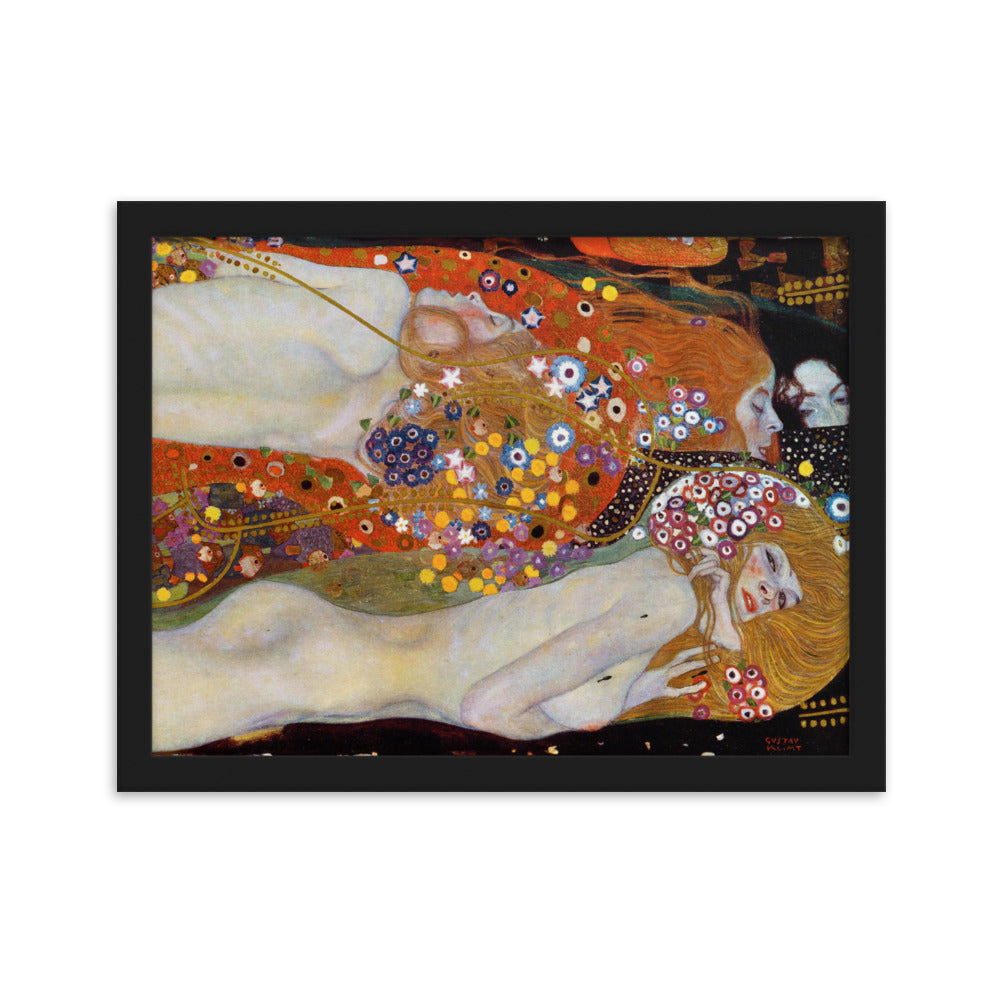 Poster mit Rahmen - Gustav Klimt, Wasserschlangen II Schwarz / 30×40 cm artlia