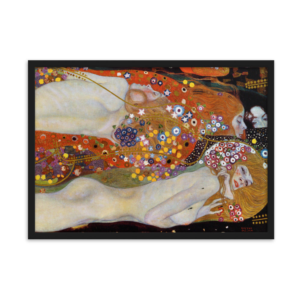 Poster mit Rahmen - Gustav Klimt, Wasserschlangen II Schwarz / 50×70 cm artlia