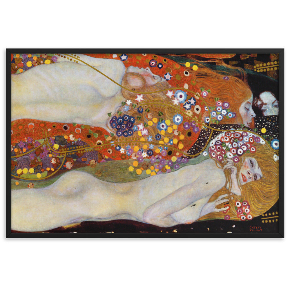 Poster mit Rahmen - Gustav Klimt, Wasserschlangen II Schwarz / 61×91 cm artlia