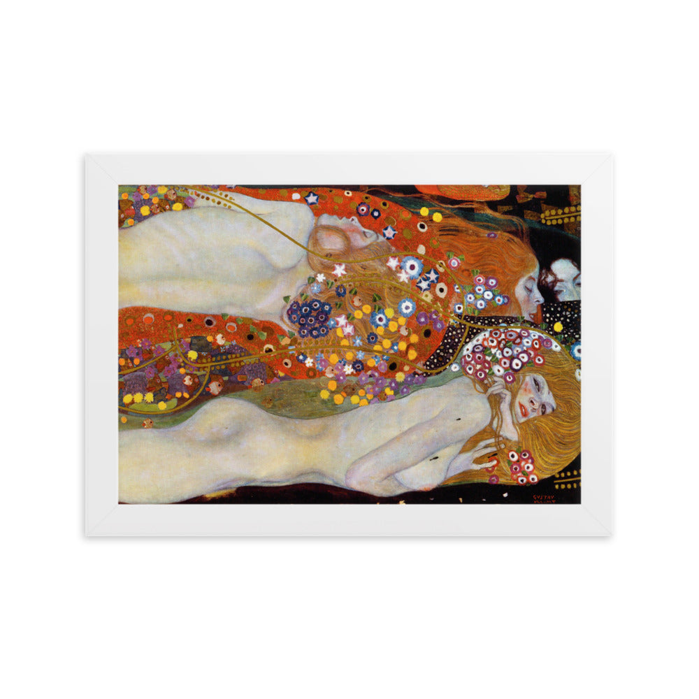 Poster mit Rahmen - Gustav Klimt, Wasserschlangen II Weiß / 21×30 cm artlia