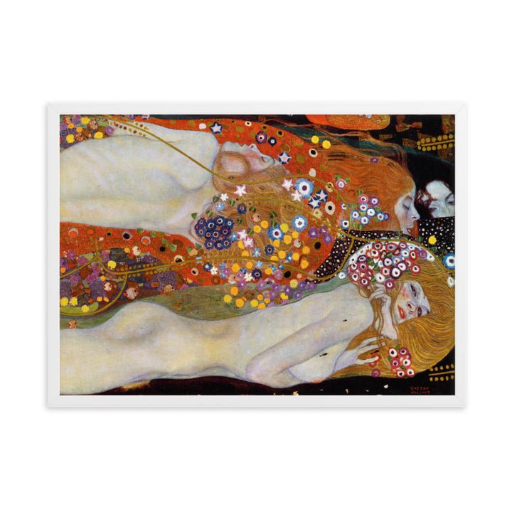 Poster mit Rahmen - Gustav Klimt, Wasserschlangen II Weiß / 50×70 cm artlia