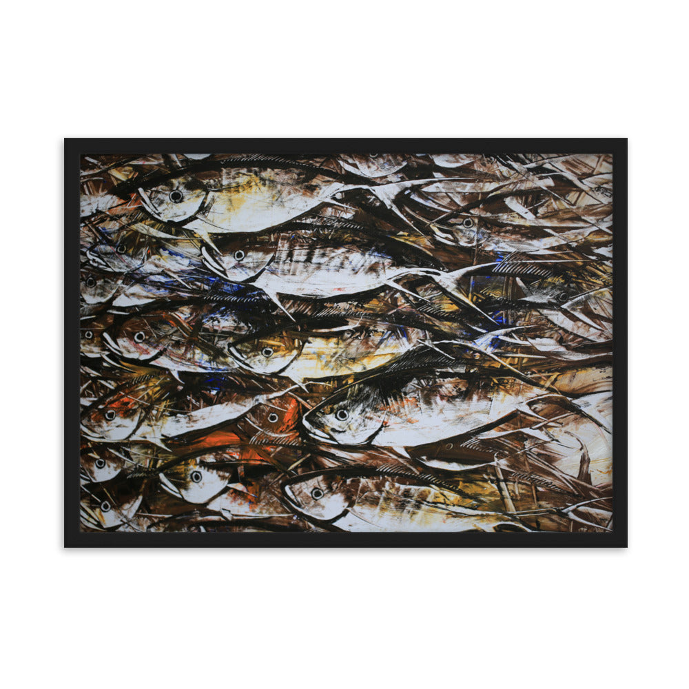 Poster mit Rahmen - Makrelen Schwarz / 50×70 cm artlia