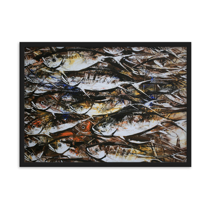 Poster mit Rahmen - Makrelen Schwarz / 50×70 cm artlia