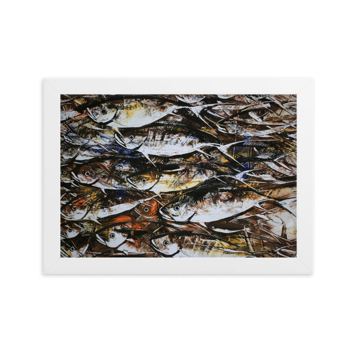 Poster mit Rahmen - Makrelen Weiß / 21×30 cm artlia