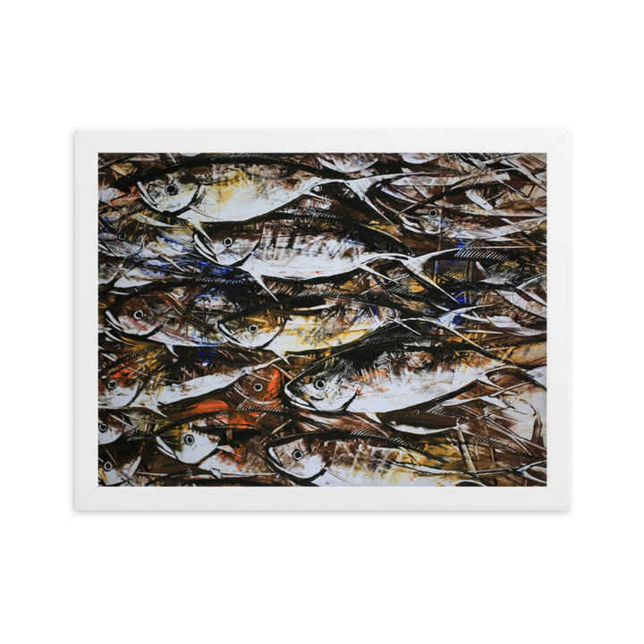 Poster mit Rahmen - Makrelen Weiß / 30×40 cm artlia