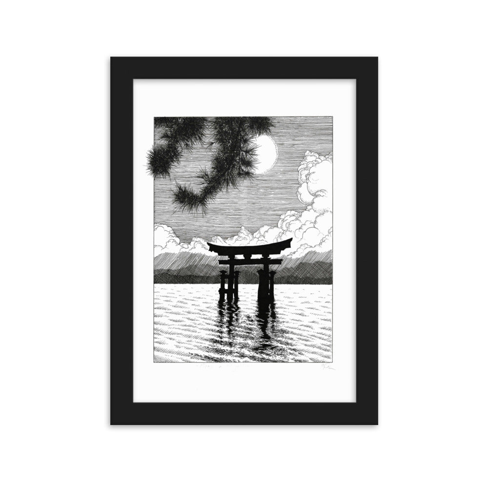 Poster mit Rahmen - Miyajima Schwarz / 21×30 cm artlia