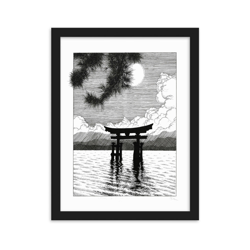 Poster mit Rahmen - Miyajima Schwarz / 30×40 cm artlia