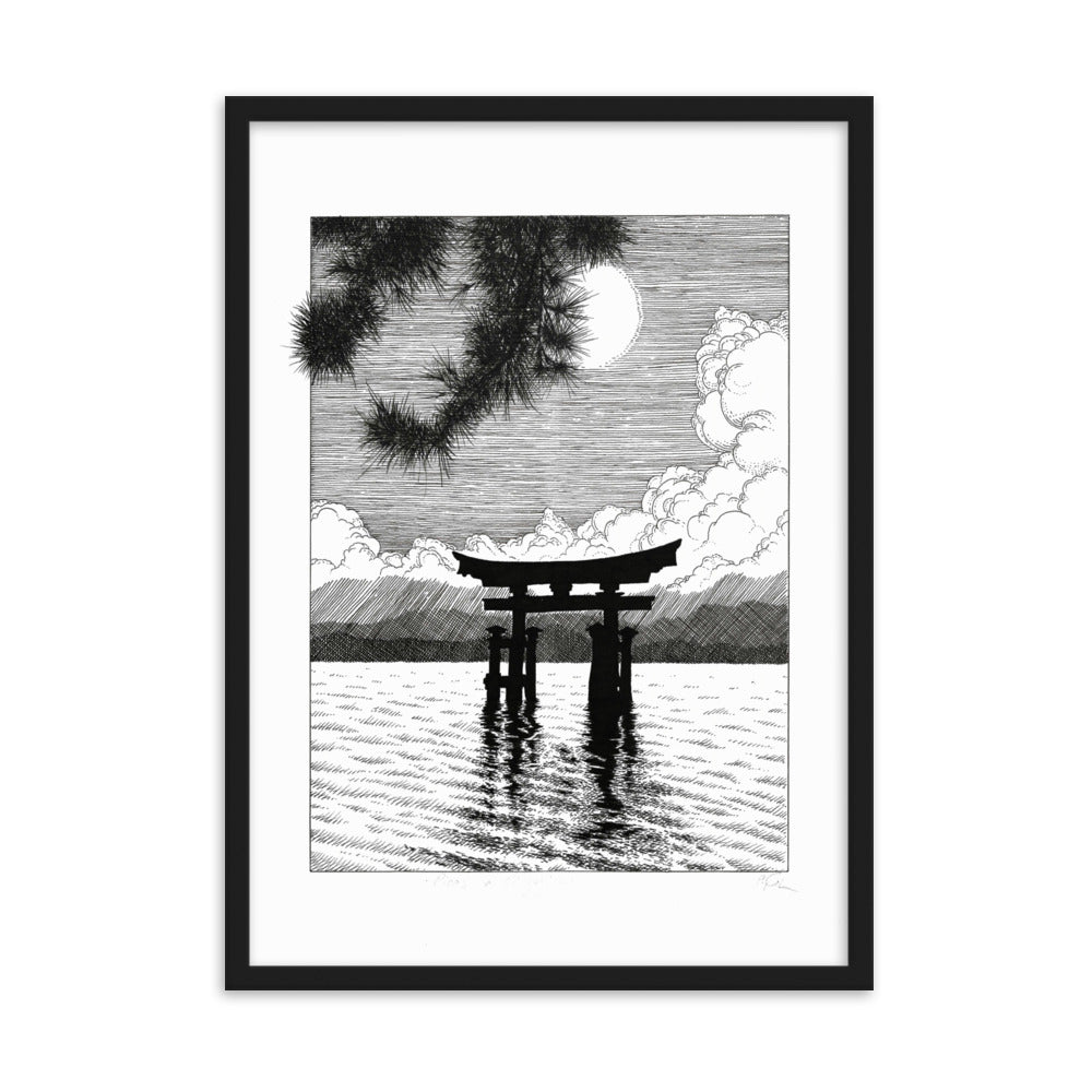 Poster mit Rahmen - Miyajima Schwarz / 50×70 cm artlia