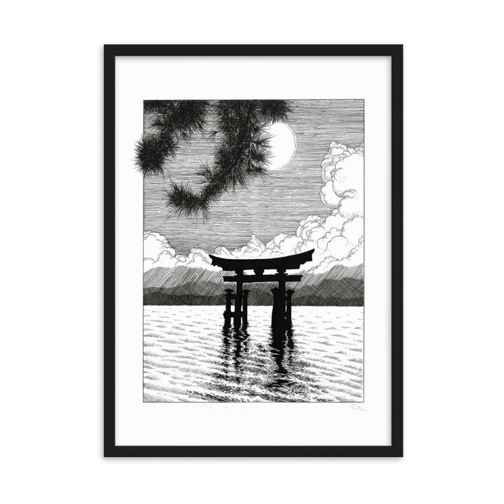 Poster mit Rahmen - Miyajima Schwarz / 50×70 cm artlia
