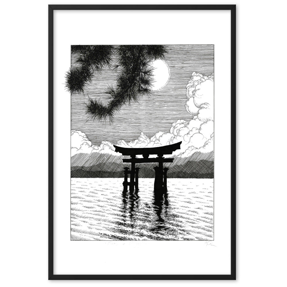 Poster mit Rahmen - Miyajima Schwarz / 61×91 cm artlia