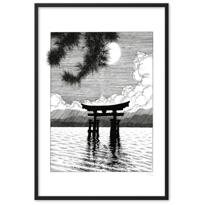 Poster mit Rahmen - Miyajima Schwarz / 61×91 cm artlia