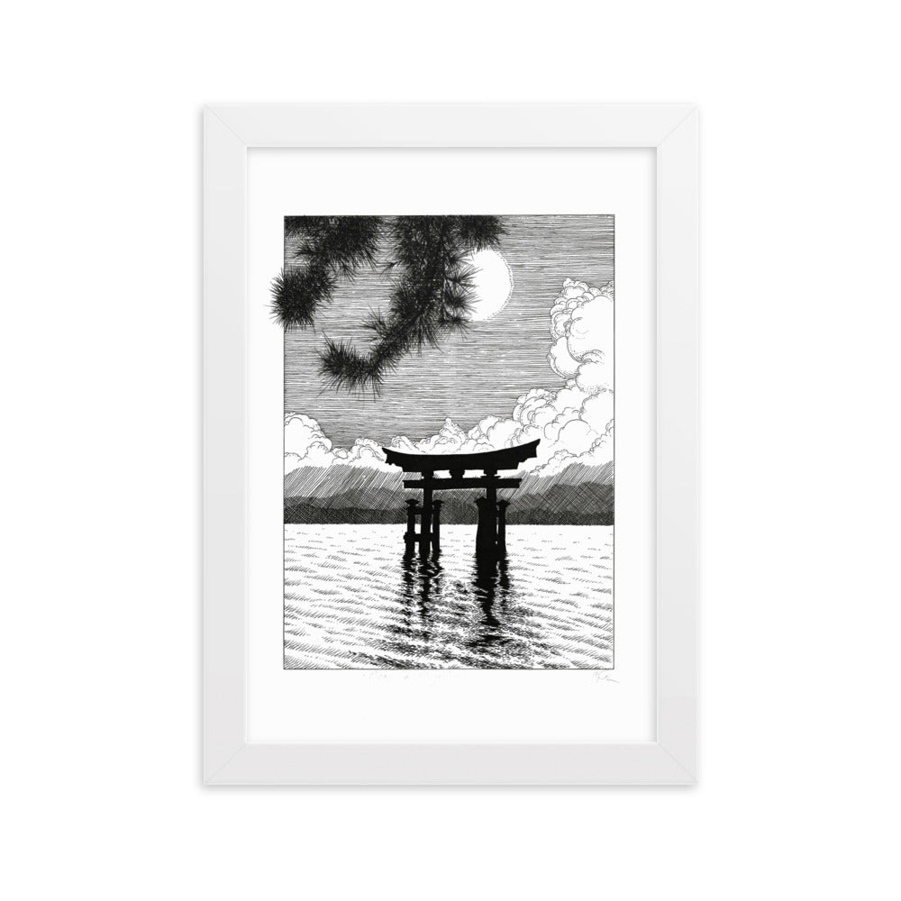 Poster mit Rahmen - Miyajima Weiß / 21×30 cm artlia