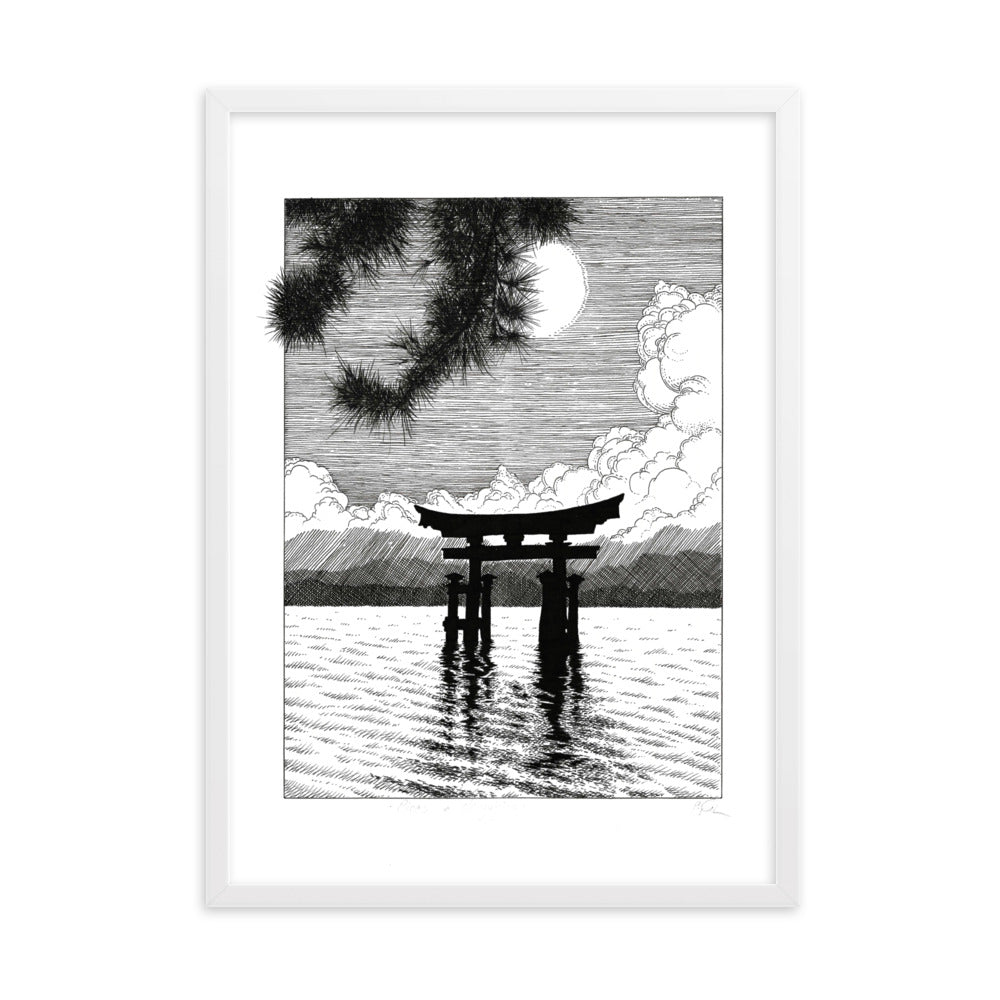 Poster mit Rahmen - Miyajima Weiß / 50×70 cm artlia