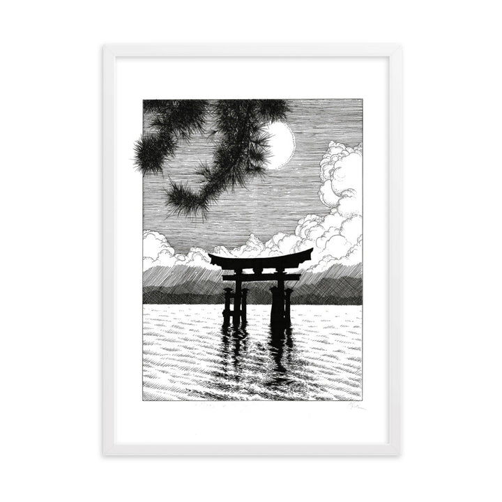 Poster mit Rahmen - Miyajima Weiß / 50×70 cm artlia
