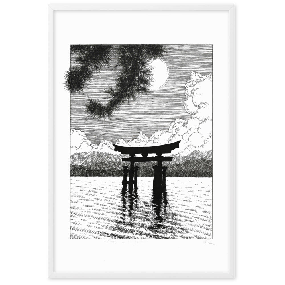 Poster mit Rahmen - Miyajima Weiß / 61×91 cm artlia