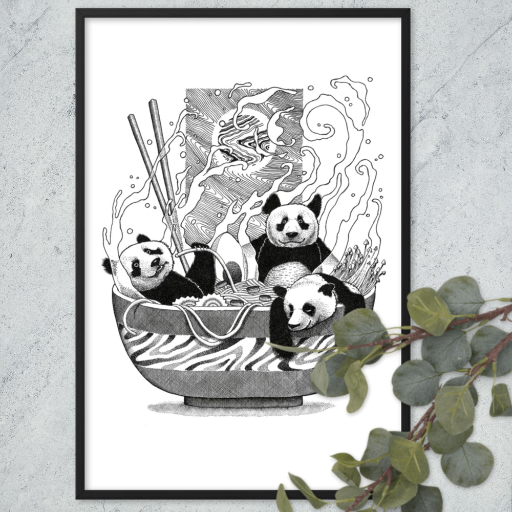 Poster mit Rahmen - Panda Ramen artlia