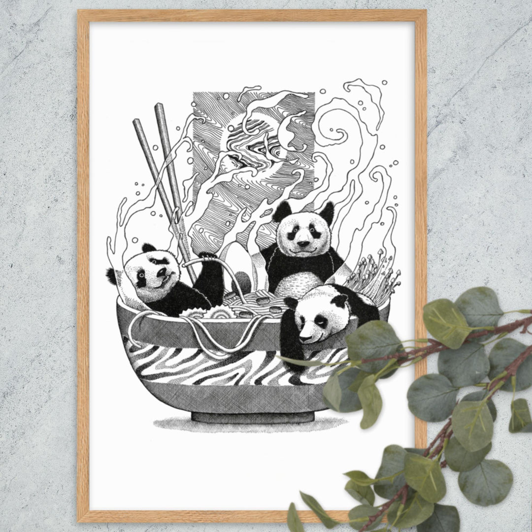 Poster mit Rahmen - Panda Ramen artlia
