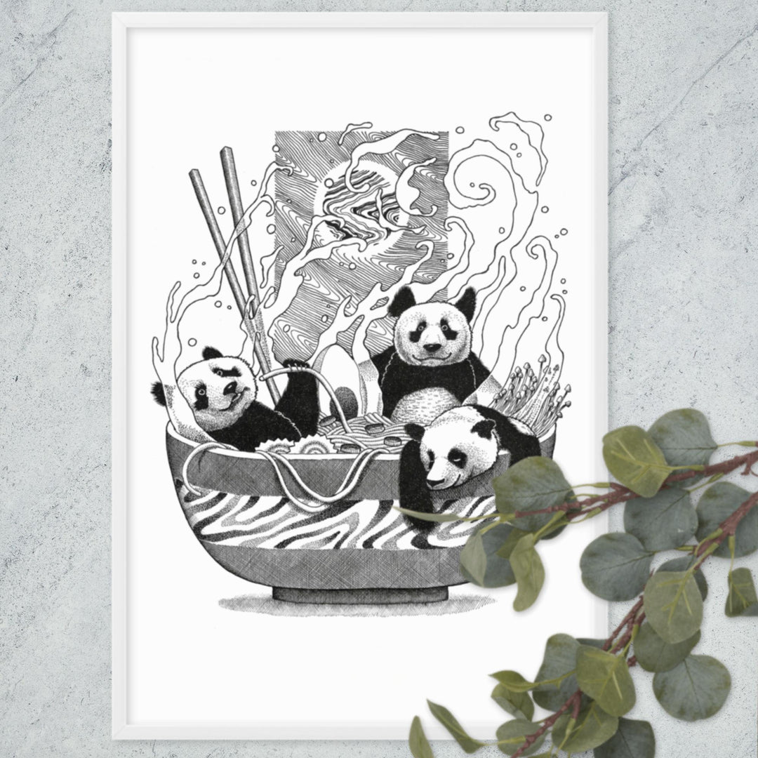 Poster mit Rahmen - Panda Ramen artlia