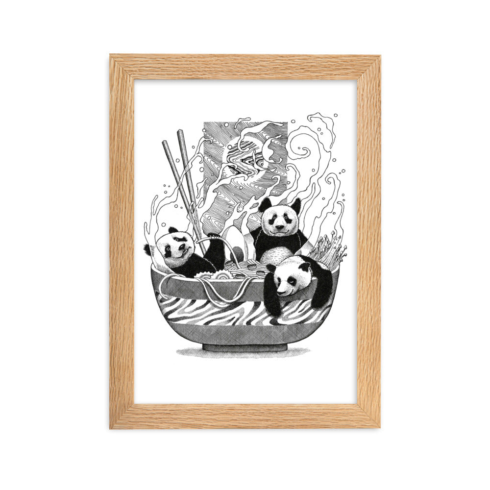 Poster mit Rahmen - Panda Ramen Oak / 21×30 cm artlia