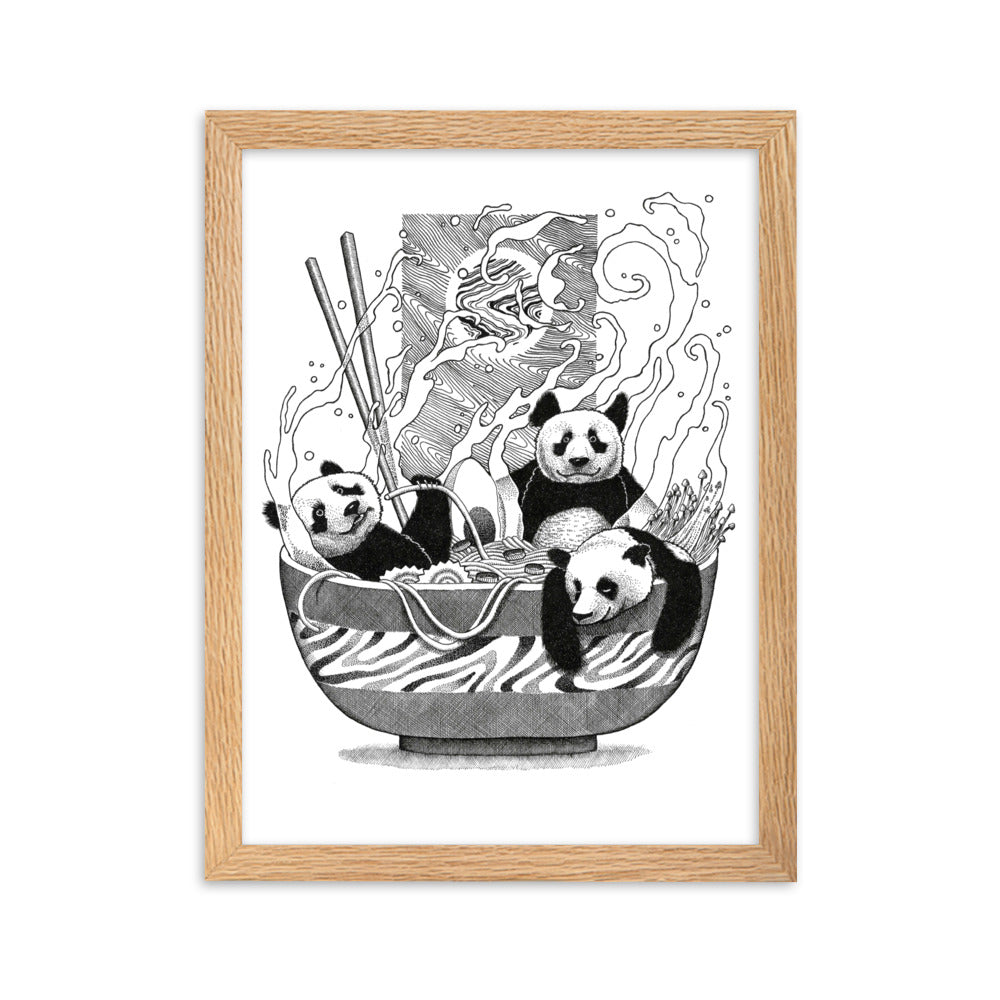 Poster mit Rahmen - Panda Ramen Oak / 30×40 cm artlia