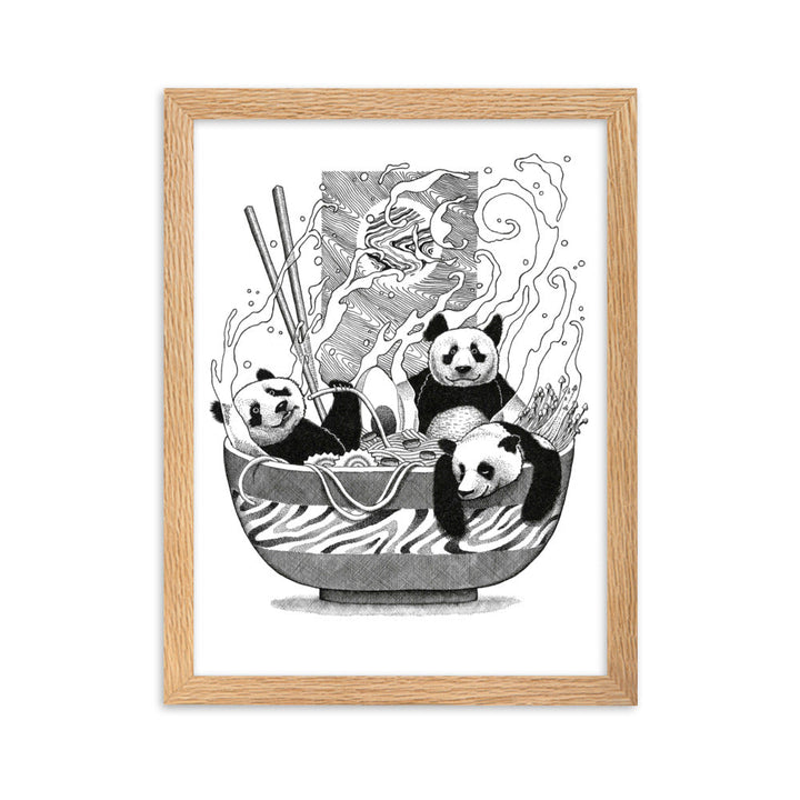 Poster mit Rahmen - Panda Ramen Oak / 30×40 cm artlia