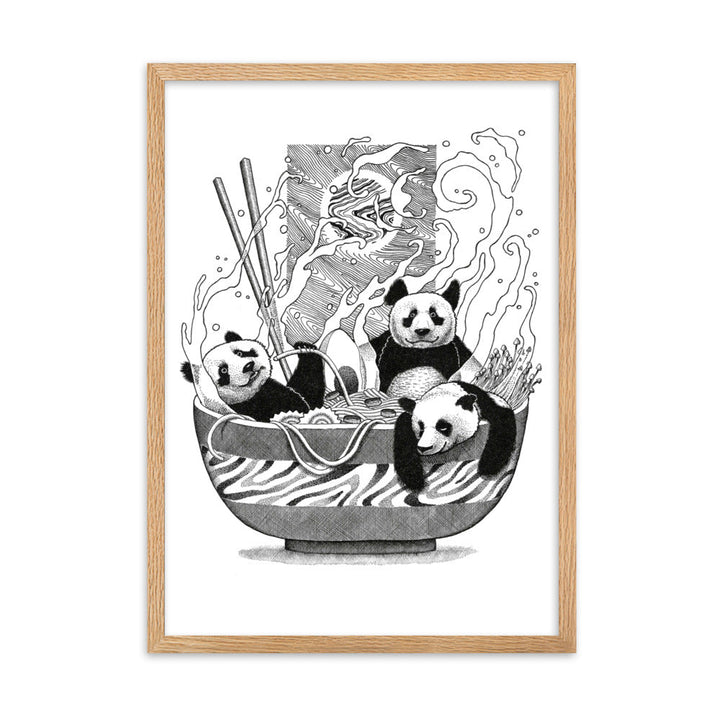 Poster mit Rahmen - Panda Ramen Oak / 50×70 cm artlia