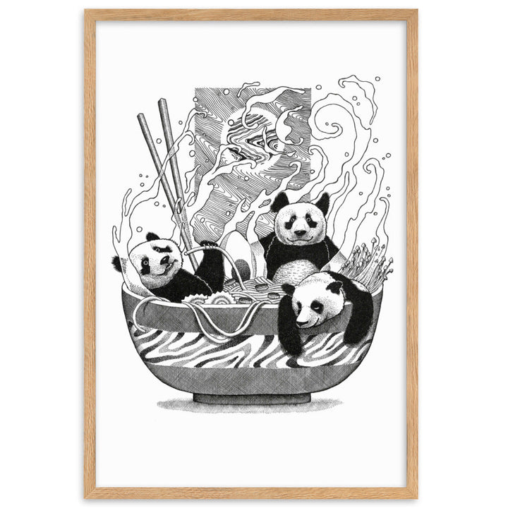Poster mit Rahmen - Panda Ramen Oak / 61×91 cm artlia