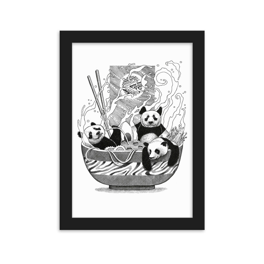 Poster mit Rahmen - Panda Ramen Schwarz / 21×30 cm artlia