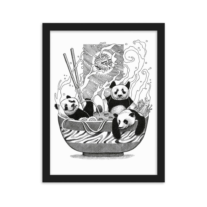 Poster mit Rahmen - Panda Ramen Schwarz / 30×40 cm artlia