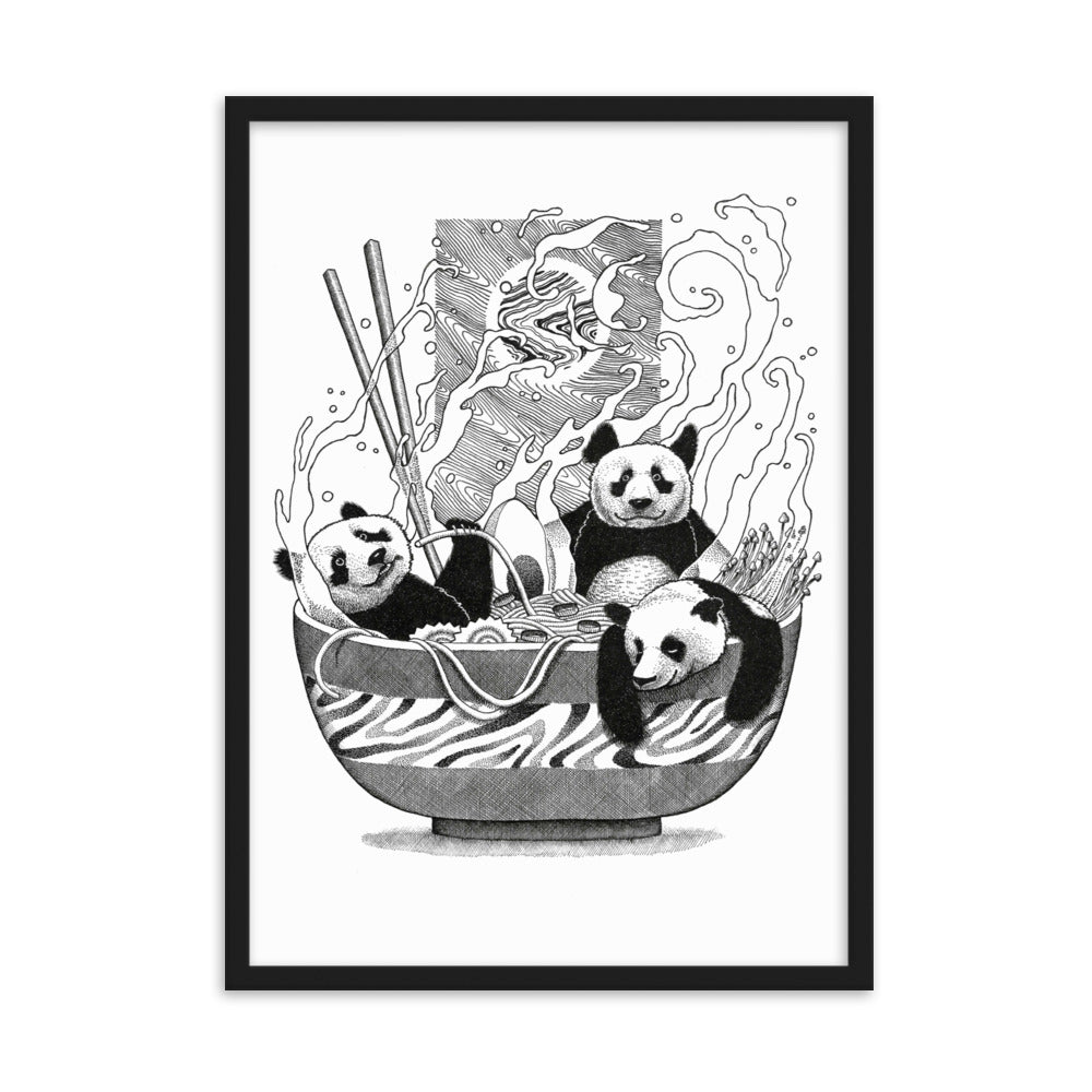 Poster mit Rahmen - Panda Ramen Schwarz / 50×70 cm artlia