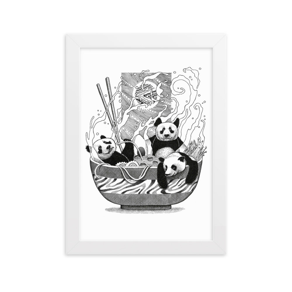 Poster mit Rahmen - Panda Ramen Weiß / 21×30 cm artlia