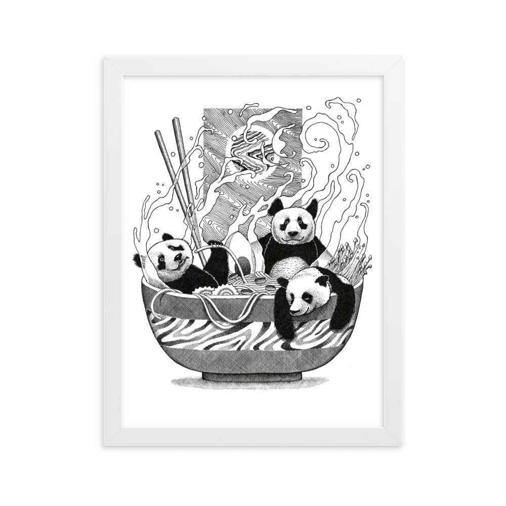 Poster mit Rahmen - Panda Ramen Weiß / 30×40 cm artlia