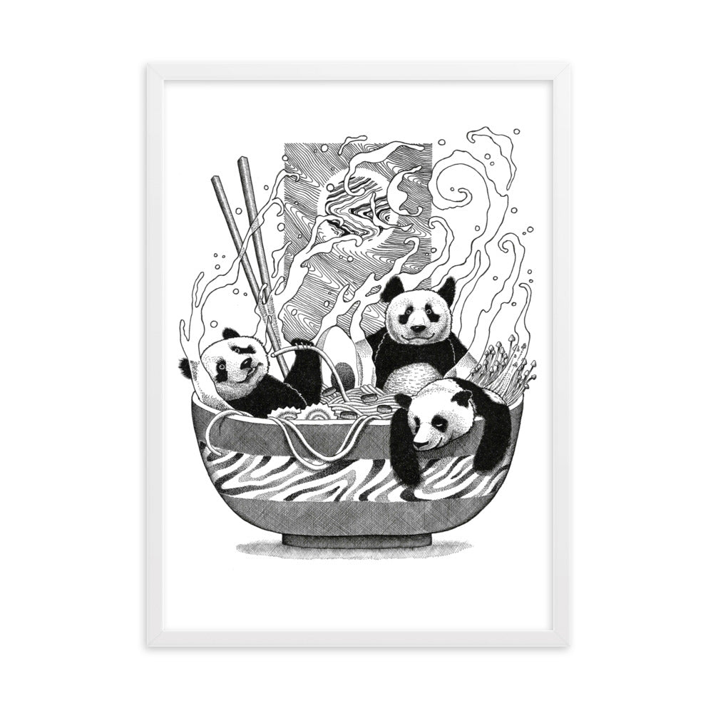 Poster mit Rahmen - Panda Ramen Weiß / 50×70 cm artlia