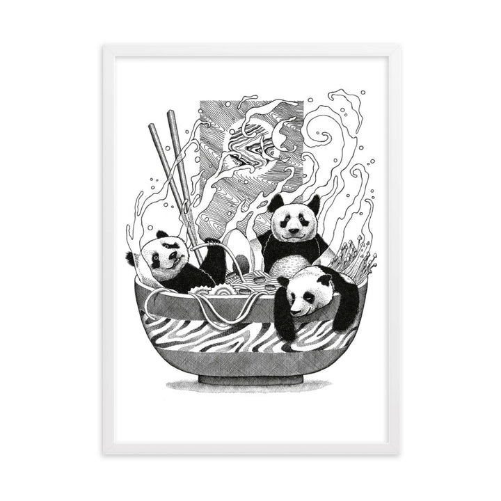 Poster mit Rahmen - Panda Ramen Weiß / 50×70 cm artlia