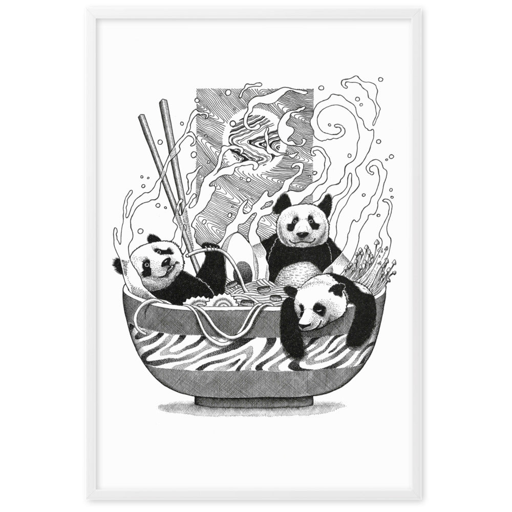 Poster mit Rahmen - Panda Ramen Weiß / 61×91 cm artlia