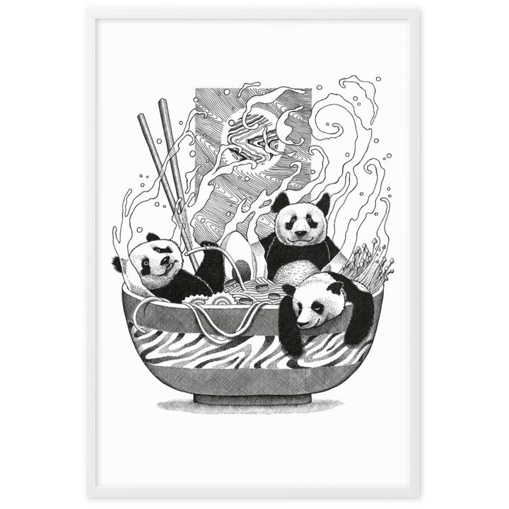 Poster mit Rahmen - Panda Ramen Weiß / 61×91 cm artlia