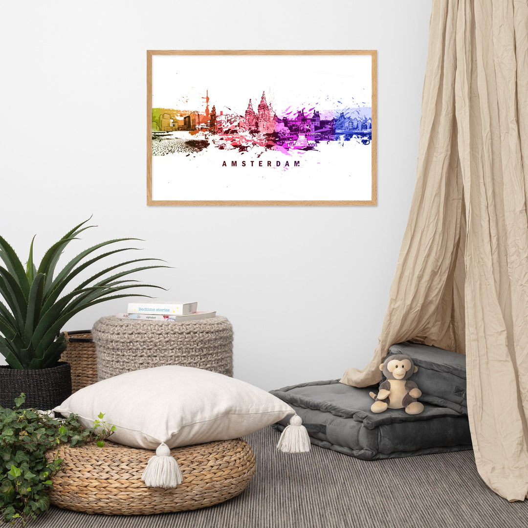 Poster mit Rahmen - Skyline Amsterdam artlia
