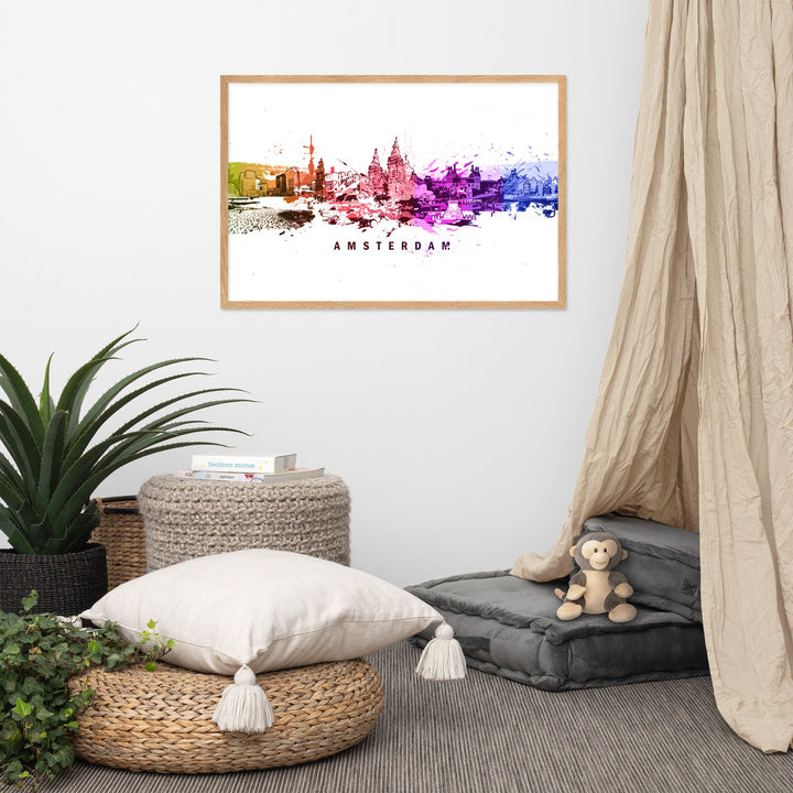 Poster mit Rahmen - Skyline Amsterdam artlia