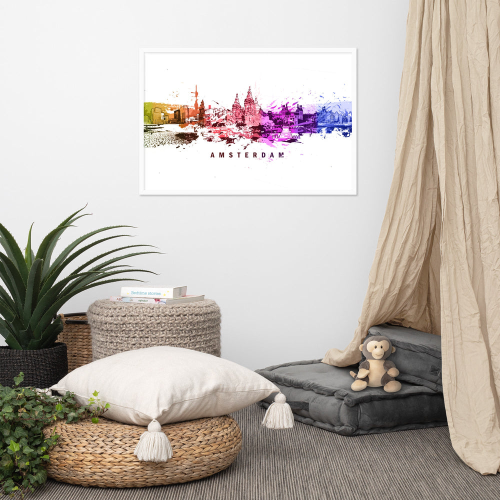 Poster mit Rahmen - Skyline Amsterdam artlia