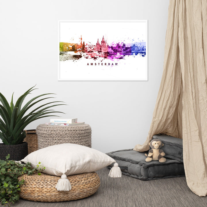 Poster mit Rahmen - Skyline Amsterdam artlia