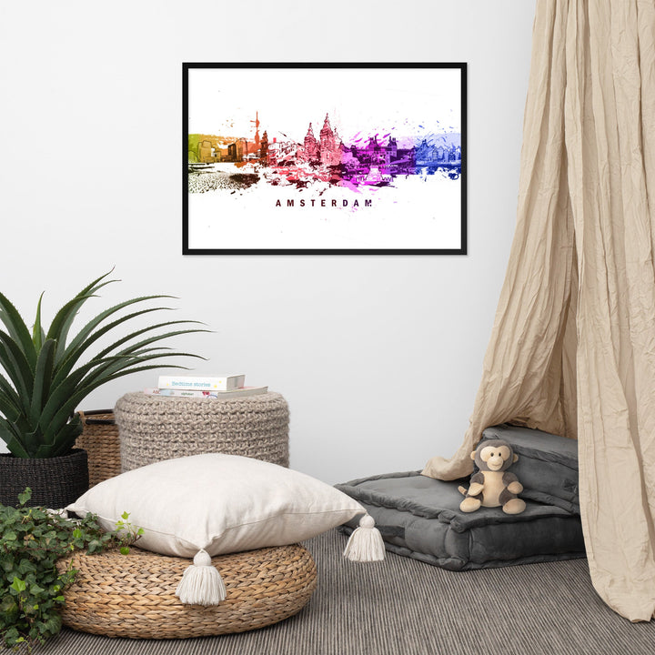 Poster mit Rahmen - Skyline Amsterdam artlia