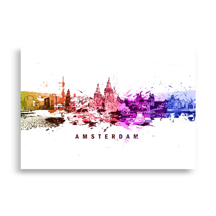 Poster mit Rahmen - Skyline Amsterdam Ohne Rahmen / 21×30 cm artlia