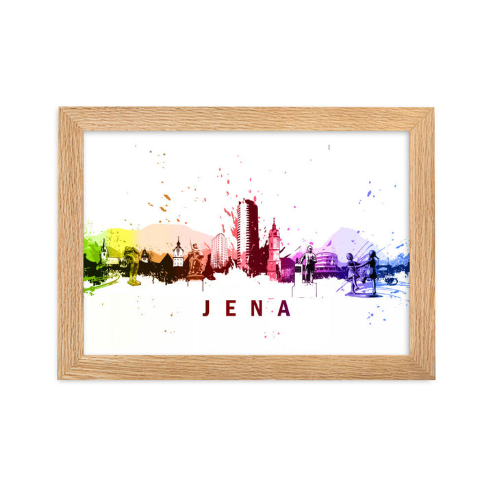 Poster mit Rahmen - Skyline Jena Oak / 21×30 cm artlia