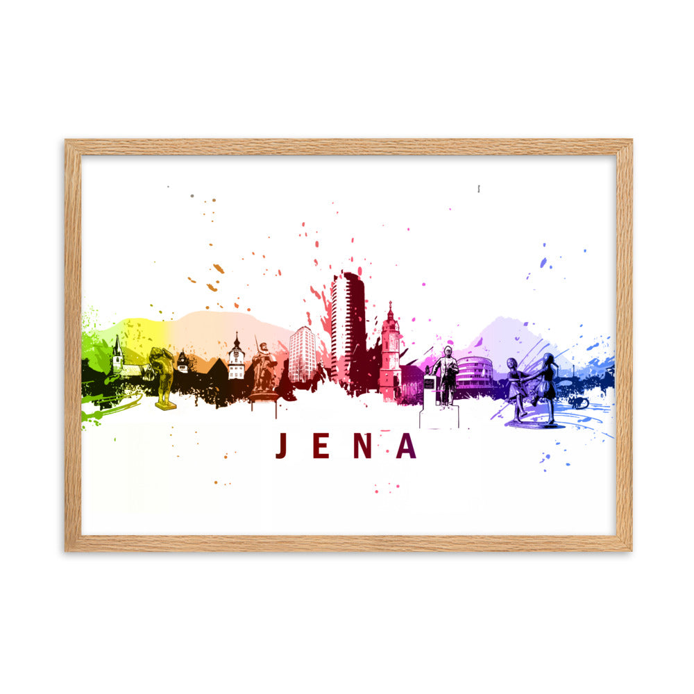 Poster mit Rahmen - Skyline Jena Oak / 50×70 cm artlia