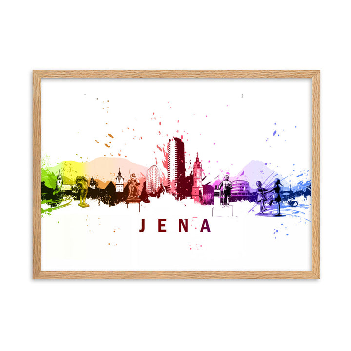 Poster mit Rahmen - Skyline Jena Oak / 50×70 cm artlia