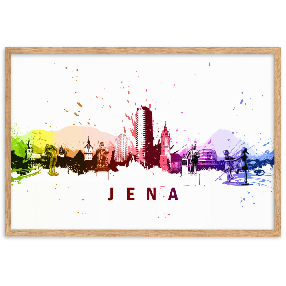 Poster mit Rahmen - Skyline Jena Oak / 61×91 cm artlia