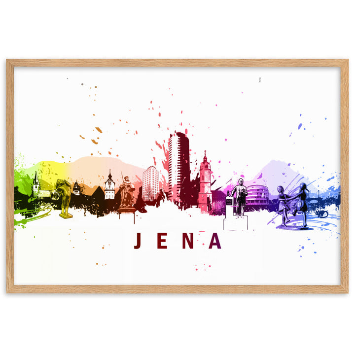 Poster mit Rahmen - Skyline Jena Oak / 61×91 cm artlia