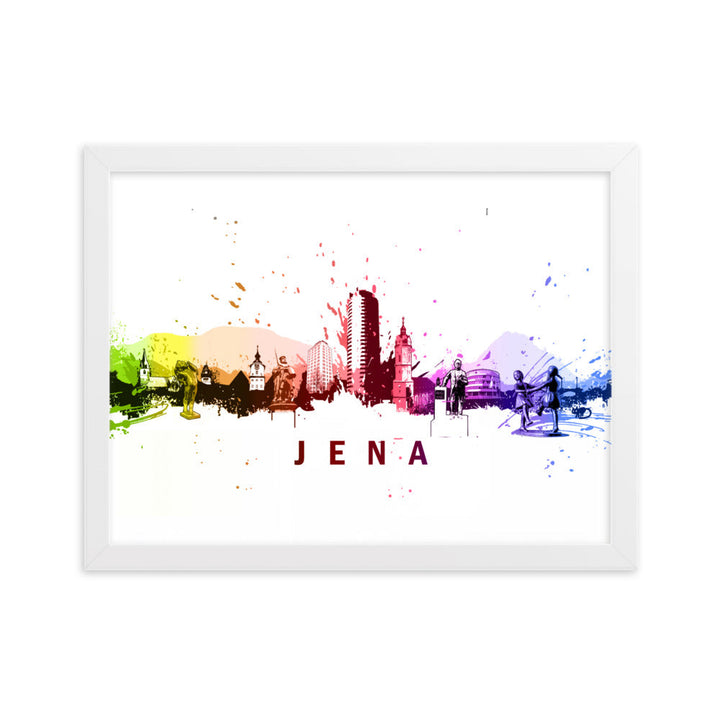 Poster mit Rahmen - Skyline Jena Weiß / 30×40 cm artlia